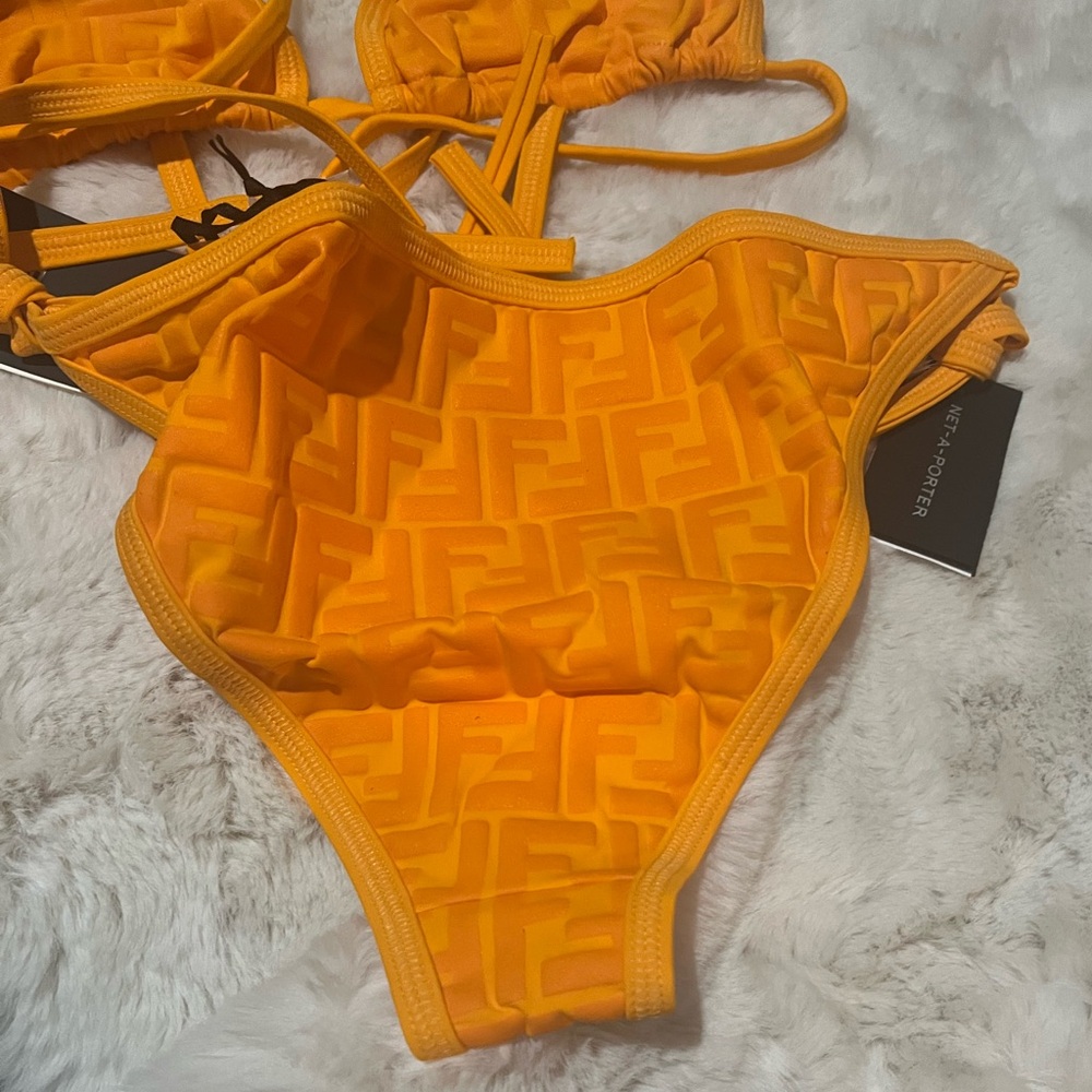 New Fendi FF embossed monogram forever Fendi Orange Triangle Bikini Set - Picture 8 of 11